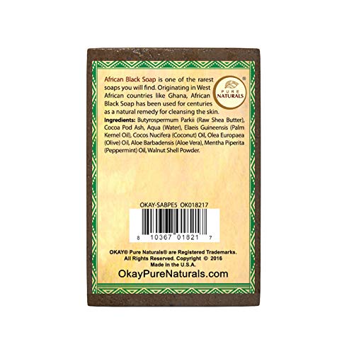 OKAY | African Black Soap with Peppermint | For All Skin Types | Cleanses and Exfoliates | Nourishes and Heals | Free of Sulfate, Silicone & Paraben | 5.5 oz