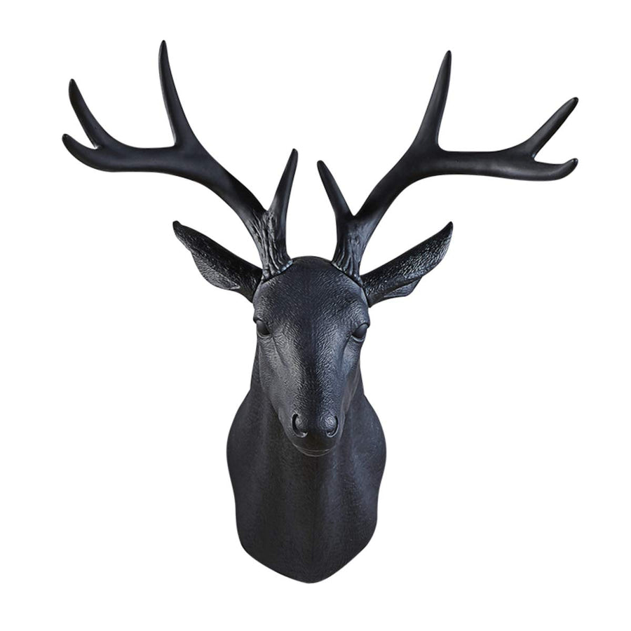 20 inch Large Wall Charmers Large Faux Deer Head Faux Taxidermy Animal Head Wall Decor - Handmade Farmhouse Decor - Rustic Wall Decor Deer Antlers (Black Deer)