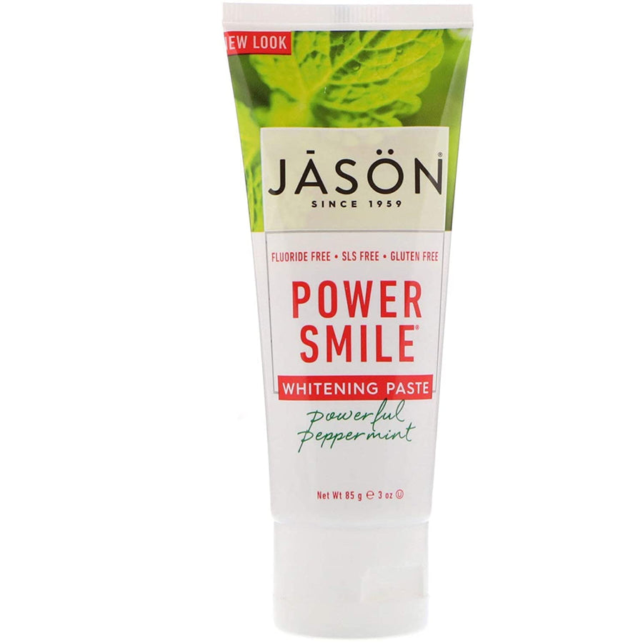 Jason Powersmile Whitening Fluoride-Free Toothpaste, Powerful Peppermint, Travel Size, 3 Oz