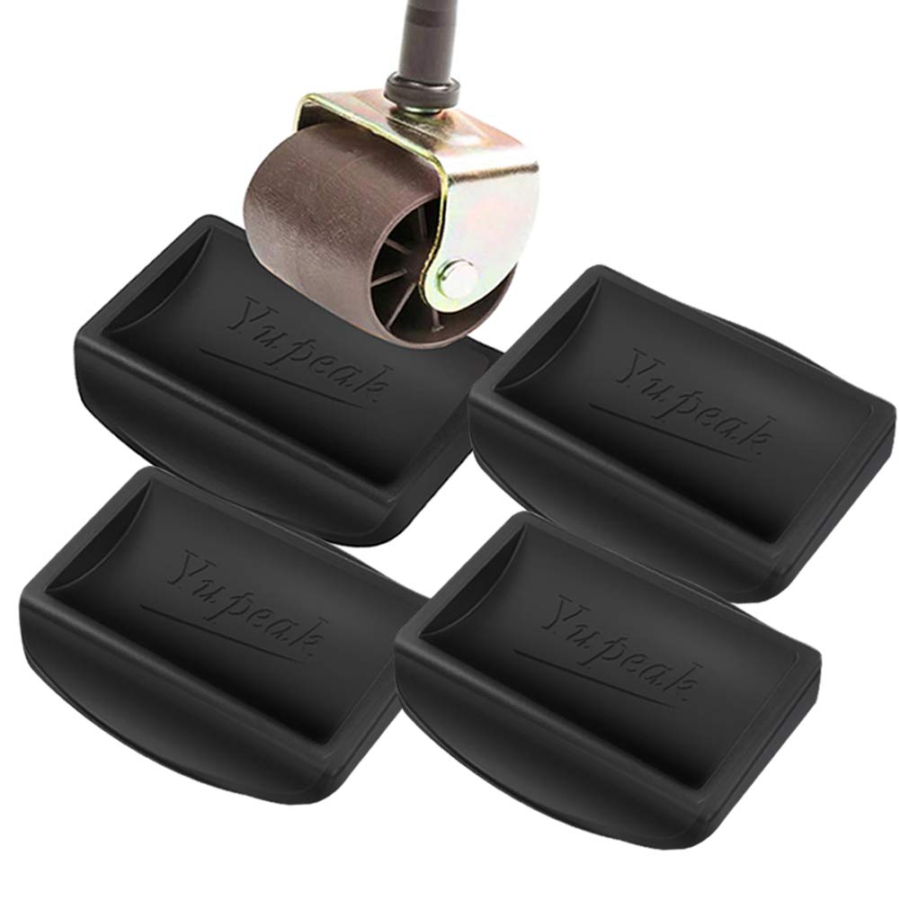 Yupeak Bed Stopper & Furniture Stopper – Caster Cups fits to All Wheels of Furniture, Sofas, Beds, Chairs – Furniture Cups Made up of Solid Silicone and Prevents Scratches (4 Pack(Black))
