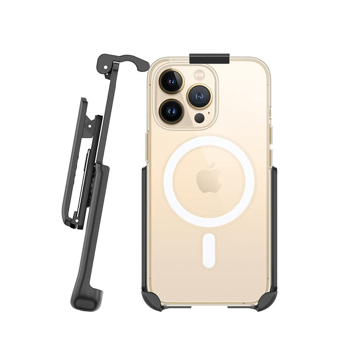 Belt Clip Holster Compatible with Apple Clear Case for iPhone 13 Pro Max with MagSafe - Features: Built in Kickstand (Holster Only, Case is NOT Included)