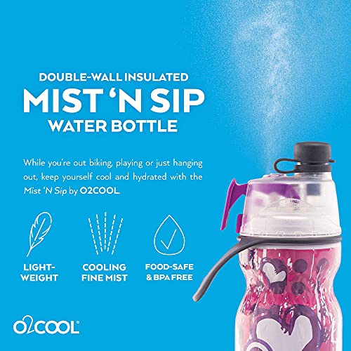 Mist 'N Sip Misting Water Bottle 2-in-1 Mist And Sip Function With No Leak Pull Top Spout (Hearts)