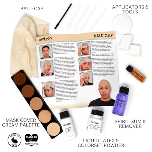 Makeup Premium Character Kits| Makeup Kits for Halloween & Cosplay| Made in the USA | Complete Makeup Kit | Includes all Makeup, Tools, & Instructions on How to Create the Look | (Bald Cap)