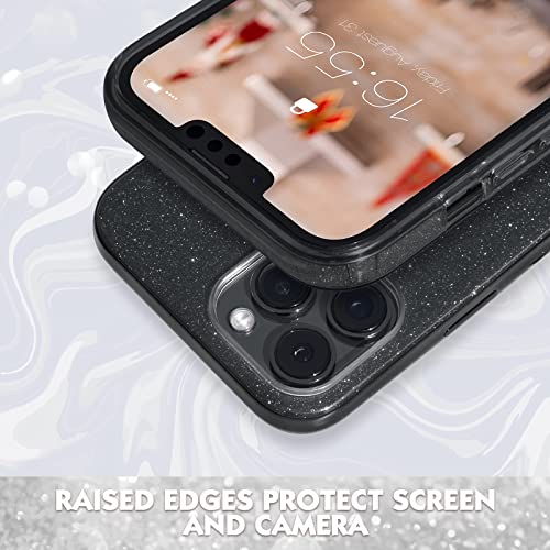 Compatible with iPhone 13 Pro Max Case (2021), Glitter Sparkly Shiny Bling Rubber Gel Shell Cases 3 Layers Shockproof Protective Bumper Cover for iPhone 13 Pro Max 6.7 2021-Black