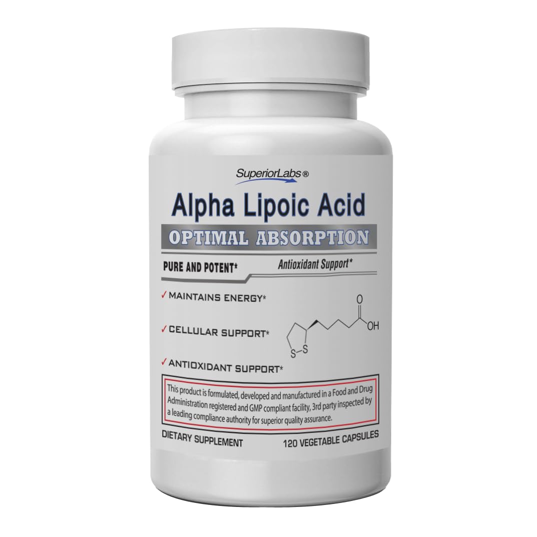 Alpha Lipoic Acid - Pure Non-GMO ALA 600mg (4 Month Supply) 120 Servings - Zero Synthetic Additives - Supports Healthy Aging, Nerve Health, Tingling Feet, Hands & Overall Wellbeing