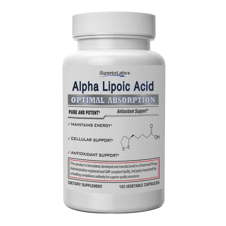 Alpha Lipoic Acid - Pure Non-GMO ALA 600mg (4 Month Supply) 120 Servings - Zero Synthetic Additives - Supports Healthy Aging, Nerve Health, Tingling Feet, Hands & Overall Wellbeing