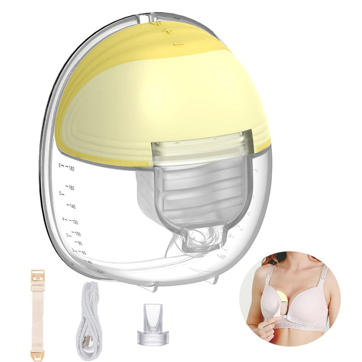Wearable Breast Pump, Portable Hands-Free Silicone Breast Pump with 2 Mode & 9 Levels, All-in-One Painless Breastfeeding Breast Pump, 24mm Flange