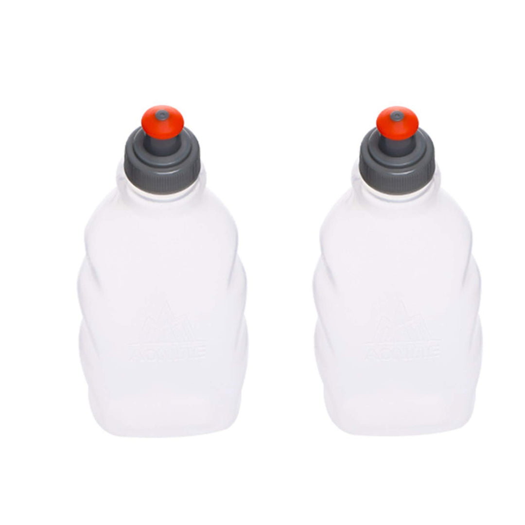 2 Pcs Sports Collapsible Water Bottle BPA Free + 2 Pcs Replacement Straws Lid - TPU Soft Drink Water Kettle Foldable Flask for Hiking Bicycling Running Climbing (2pcs-250ML)