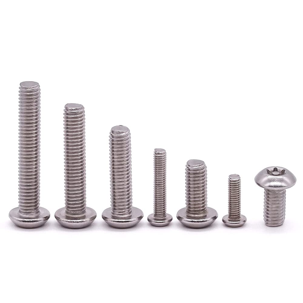 M4-0.7 x 8mm 100 PCS Button Head Torx Security Machine Screws Bolts 304 Stainless Steel 18-8 Tamper Resistant Screws with a Torx Driver Bit, Full Thread, Bright Finish