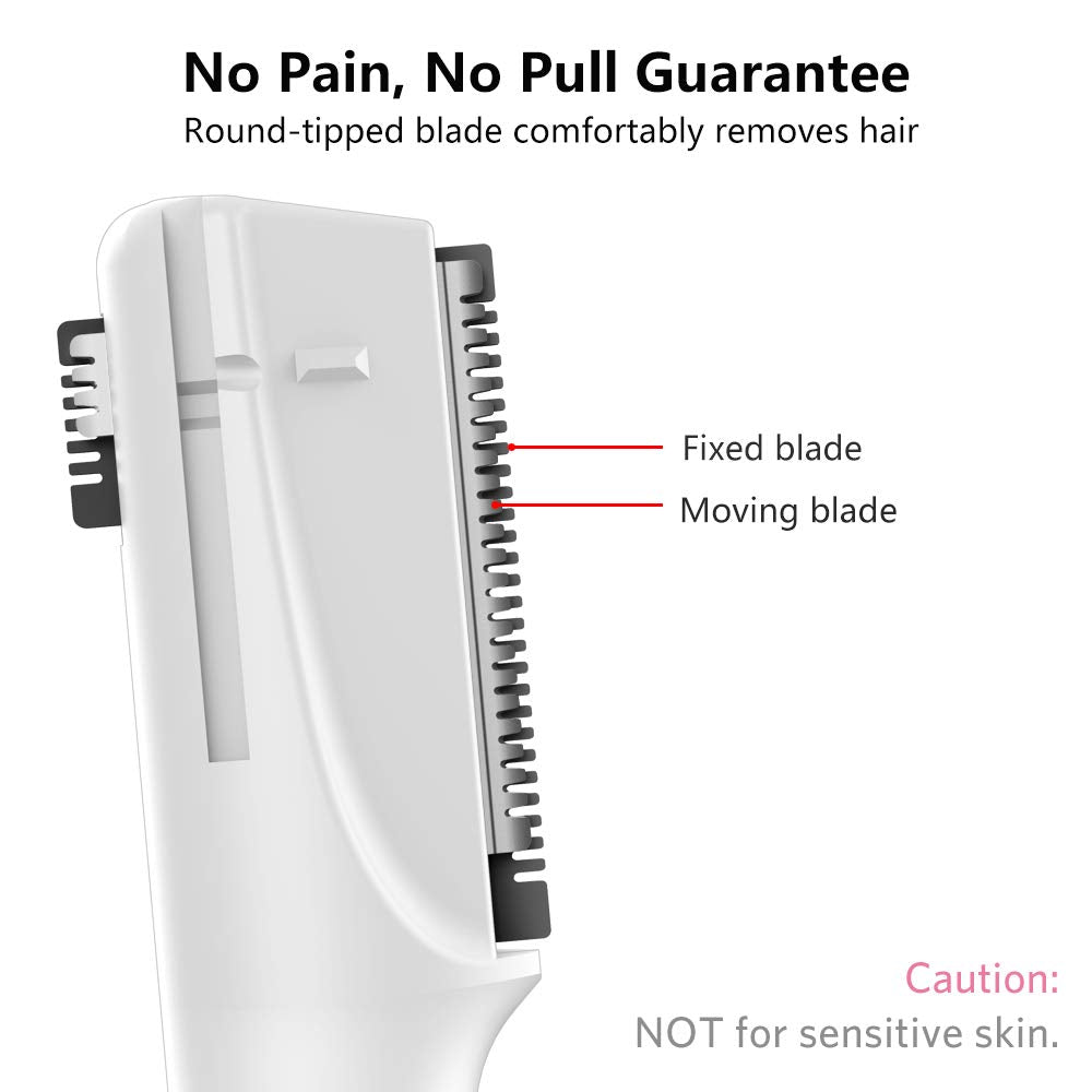 Upgraded Eyebrow Trimmer, Precision Electric Eyebrow Razor for Women Battery-Operated Facial Hair Remover with Comb No Pulling Sensation Painless for Face Chin Neck, Upper-Lip, Peach-Fuzz