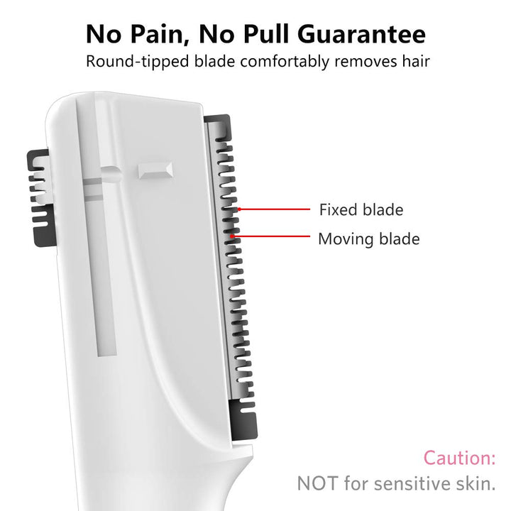 Upgraded Eyebrow Trimmer, Precision Electric Eyebrow Razor for Women Battery-Operated Facial Hair Remover with Comb No Pulling Sensation Painless for Face Chin Neck, Upper-Lip, Peach-Fuzz