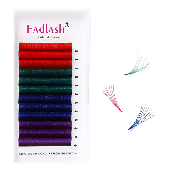 Volume Lashes D Curl 0.07 15mm Easy Fan Lash Extensions Blue Purple Green Red Colored Volume Eyelash Extensions Professional Flare Lashes Knot Free (0.07-D, 15mm)