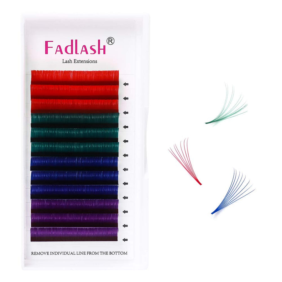 Volume Lashes D Curl 0.07 15mm Easy Fan Lash Extensions Blue Purple Green Red Colored Volume Eyelash Extensions Professional Flare Lashes Knot Free (0.07-D, 15mm)