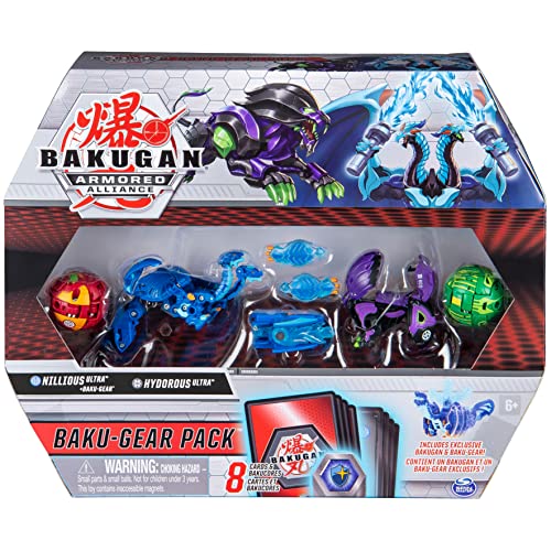 Baku-Gear 4-Pack, Nillious Ultra with Baku-Gear and Hydorous Ultra, Collectible Action Figures