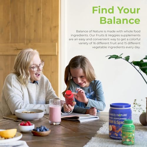 Fruits & Veggies - Whole Food Supplement with Superfood Fruits and Vegetables for Women, Men, and Kids - 90 Fruit Capsules, 90 Veggie Capsules - 1 Set