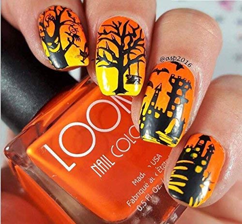 Nail Art Stamping Plate - Halloween Party 01 - Theme Park Collection 125x65mm Unique Nailart Polish Stamping Manicure Image Plates Accessories Kit - BH000725