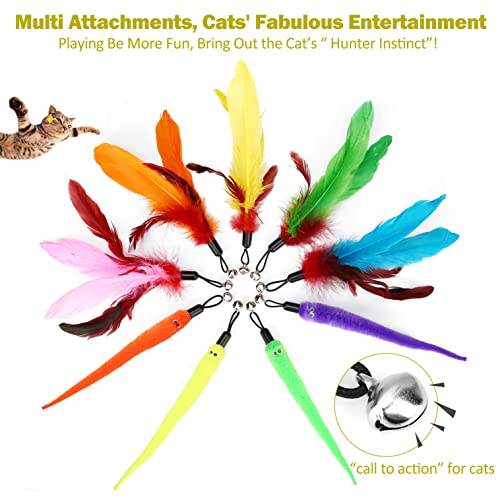 Interactive Cat Toys - Retractable Wand Toy and Feather Toys Refills for Indoor Cats to Chase and Exercise