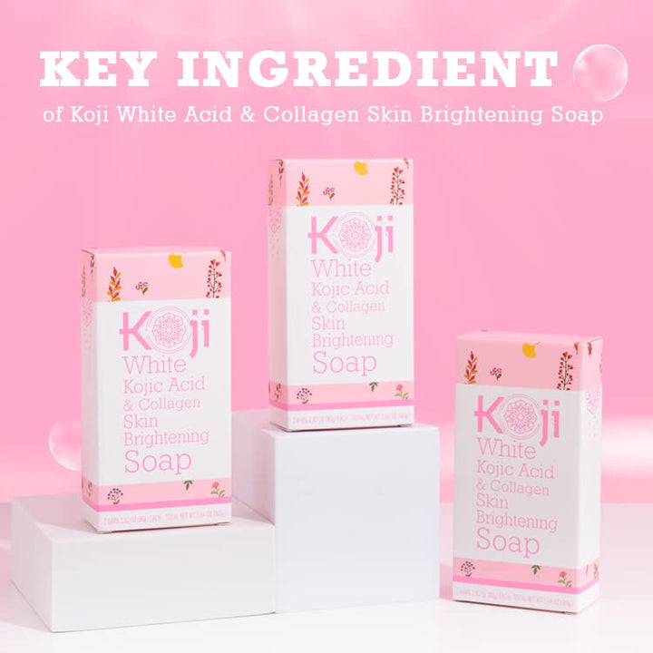 Kojic Acid & Collagen Skin Brightening Soap for Face & Natural Glowing Skin - Moisturizer, Body Cleansing Bar, Reduce the Appearance of Wrinkles, Vegan, Paraben-Free, 2.82 oz (2 Bars)