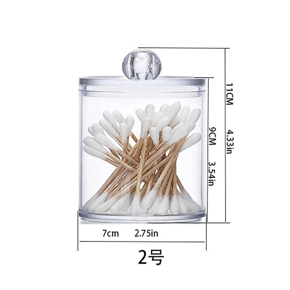 2PCS 10Oz Clear Acrylic Cotton Swab Ball Pad Holder Clear Qtip Dispenser Cotton Rounds Storage Box Canister Container with Lid Makeup Sponges Pads Bathroom Jar