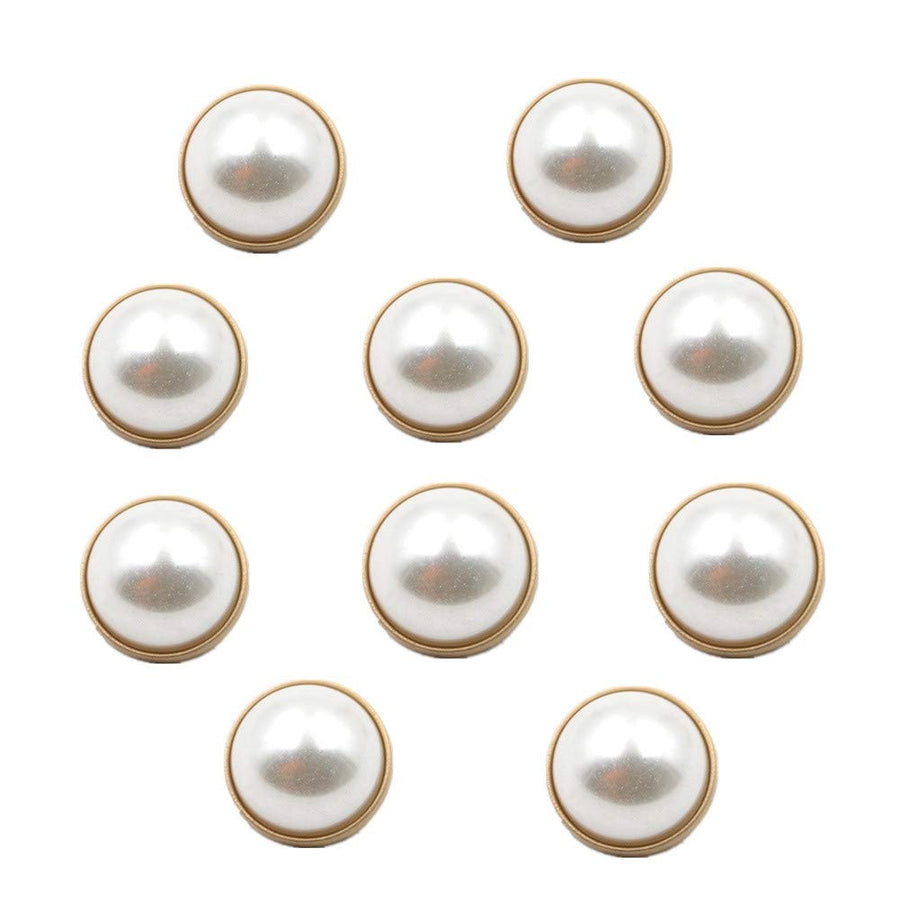 10pcs Round Pearl Buttons with Shank for Sewing Gold Button Crafts for Clothes Shirts Suits Coats Sweaters Wedding Dress Clothing Decorations (Round, 32L/20mm)