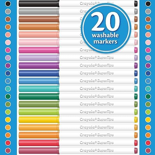 Super Tips Markers, Coloring Book Markers, 20 count