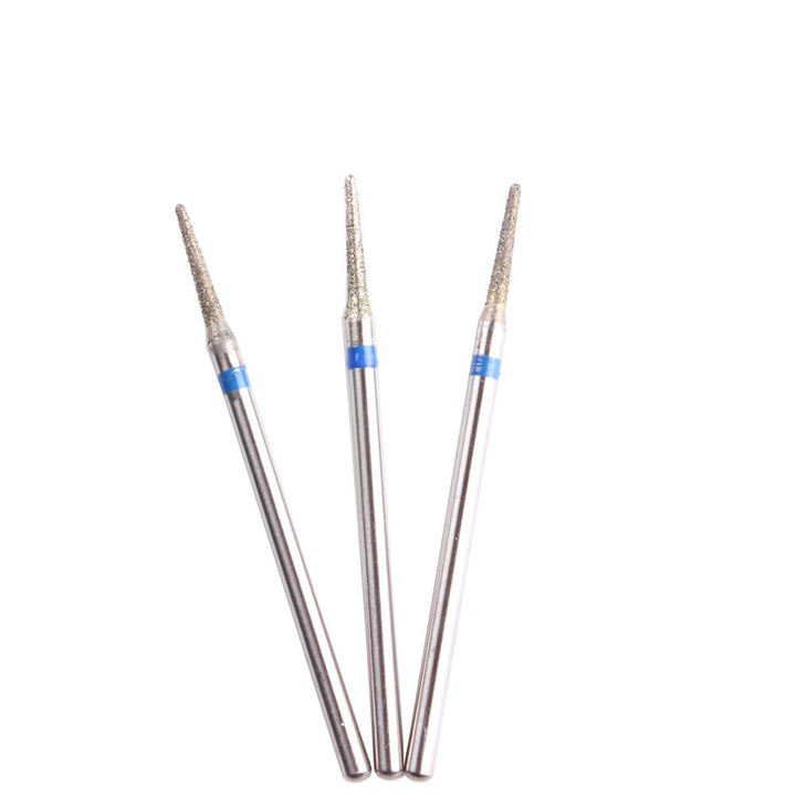 B: Mzcmsl 3Pcs Needle Shaped Cuticle Bits, 3/32 Shank Diamond E File Bit, Under Nail Drill Bit for Manicure Machine