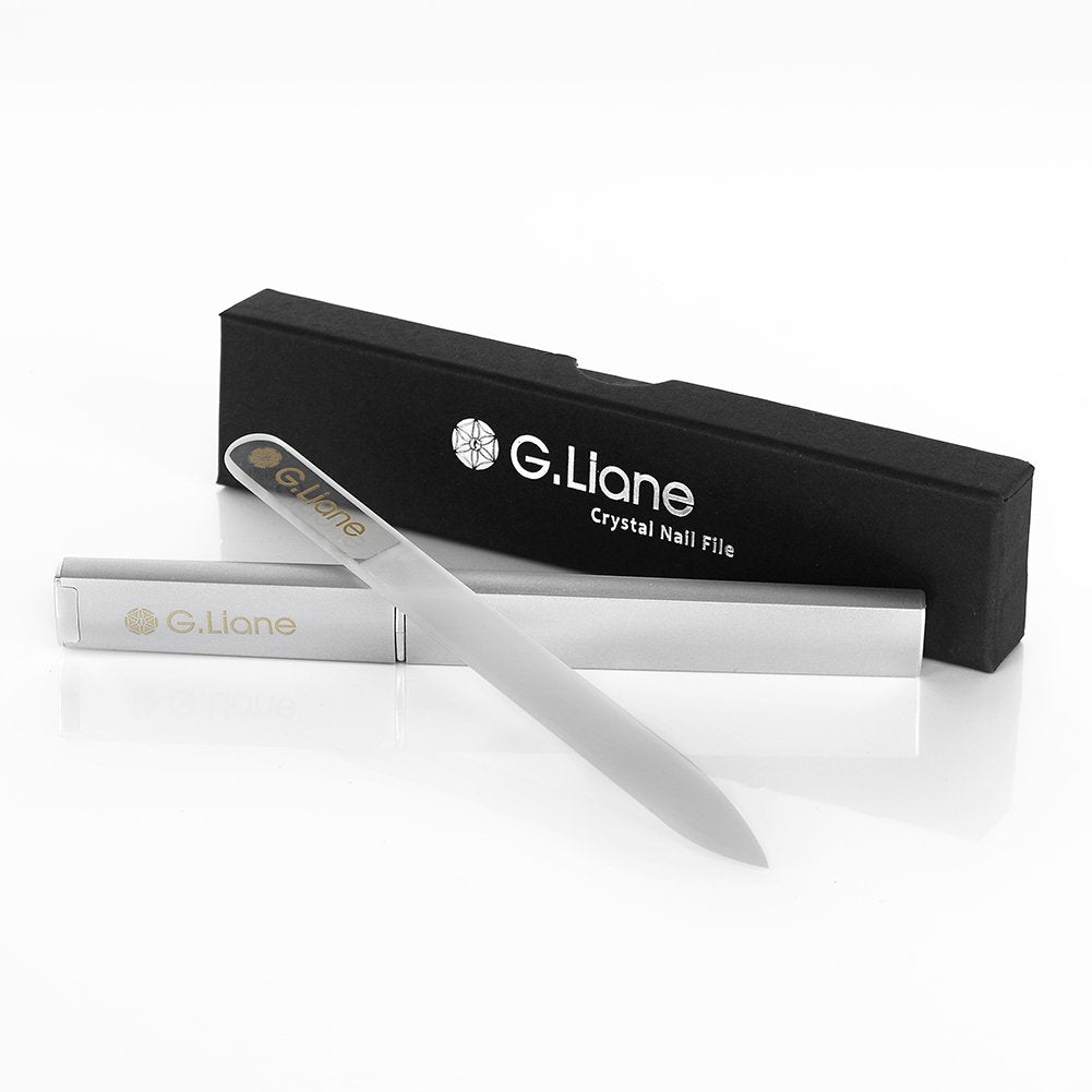 Glass Manicure File In Case Shape And Smooth Nail File Tool Best For Gentle & Safe Nail Care Kit For Beautiful Fingernails (Clear Pointed)
