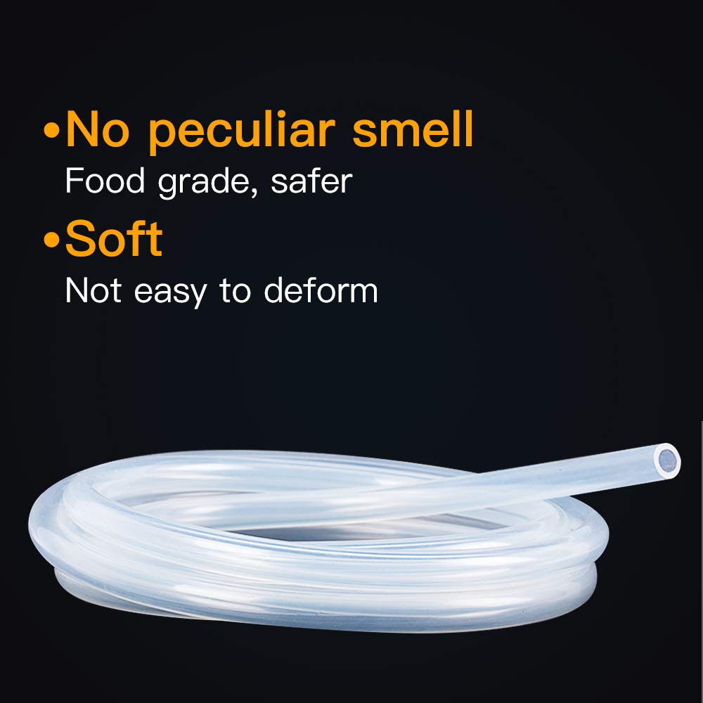 Silicone Tubing 5/32(4mm) ID x 13/64(5mm) OD 16.5ft(5m) Silicone Rubber Tube Air Hose Pipe for Pump Transfer Clear