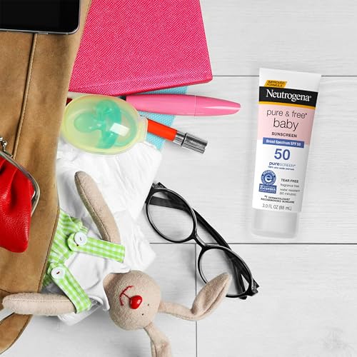 Pure & Free Baby Mineral Sunscreen Lotion with Broad Spectrum SPF 50 & Zinc Oxide, Water-Resistant, Hypoallergenic & Tear-Free Baby Sunscreen, Paraben-Free, Dye-Free, 3 fl. oz