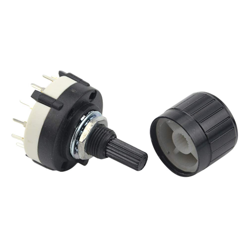3 PCS RS26 4P12T 4 Pole 12 Position Selectable Band Selector Rotary Switch with Knob
