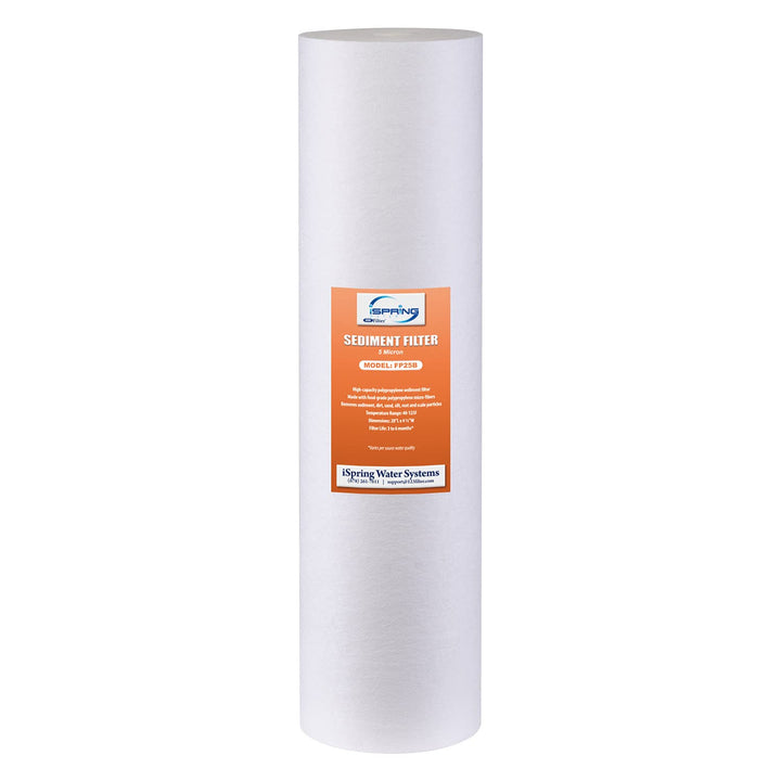 FP25B High Capacity 20” x 4.5” Water Replacement Cartridge Fine Sediment Filter, 5 Micron, 1 Piece, White