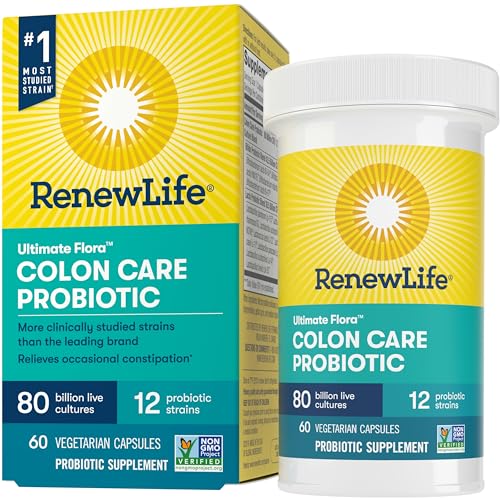 Probiotic Colon Care Probiotic Capsules, Daily Supplement Offers Colon Support, L. Rhamnosus GG, Dairy, Soy and gluten-free, 80 Billion CFU, 60 Count