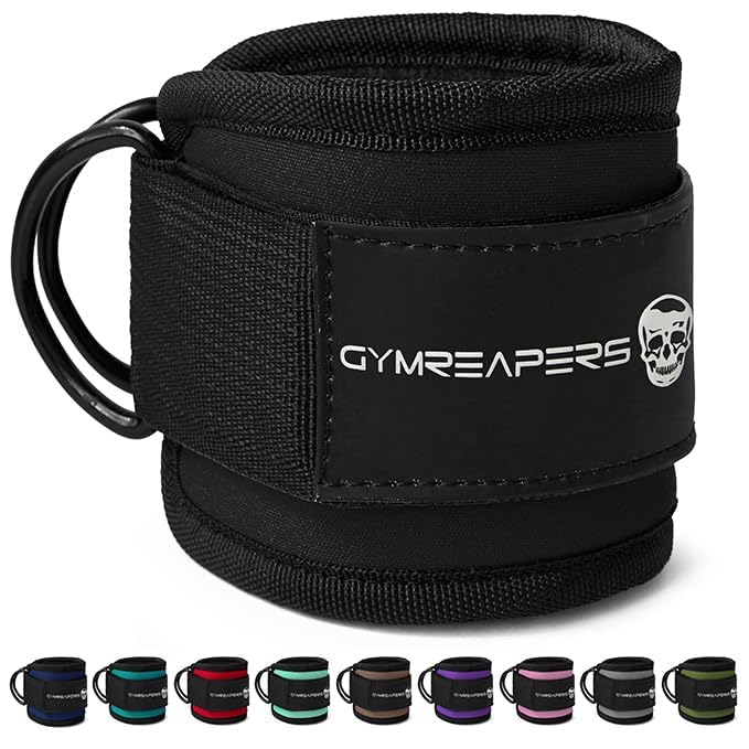 Ankle Straps (Pair) For Cable Machine Kickbacks, Glute Workouts, Lower Body Exercises - Adjustable Leg Straps with Neoprene Padding (Black, Pair)