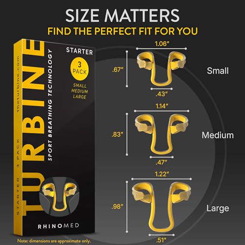Turbine Nasal Dilator for Athletic Breathing - Trial 3pk - Adult Stocking Stuffers - Improves Airflow During Exercise - Nasal Dilators for Exercise - Internal Nasal Dilator - Lightweight