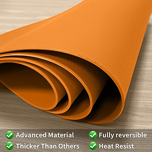 Table Mats for Round Fall Placemats Set of 4 Outdoor Indoor Place Mats Leather Wipeable Washable Placemats for Kitchen Dining Patio Table Heat Resist Easy to Clean Orange Placemats