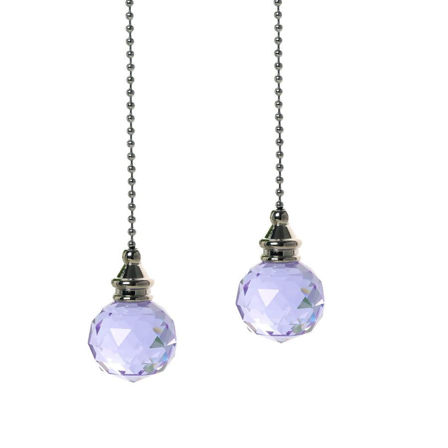 6 Pieces Crystal Ceiling Fan Pull Chain Rainbow Fan Pull Chain Extension with Connector for Ceiling Light Ceiling Fan (gudian-purple-2pc)