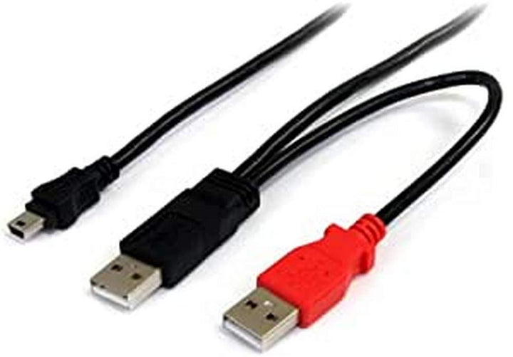 3 ft USB Y Cable for External Hard Drive - USB A to Mini B - USB Cable - USB (M) to Mini-USB Type B (M) - USB 2.0 - Black (USB2HABMY3)