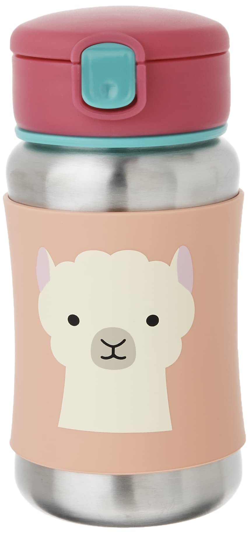 Toddler Sippy Cup with Straw, Zoo Stainless Steel Straw Bottle, Llama, 350 milliliters