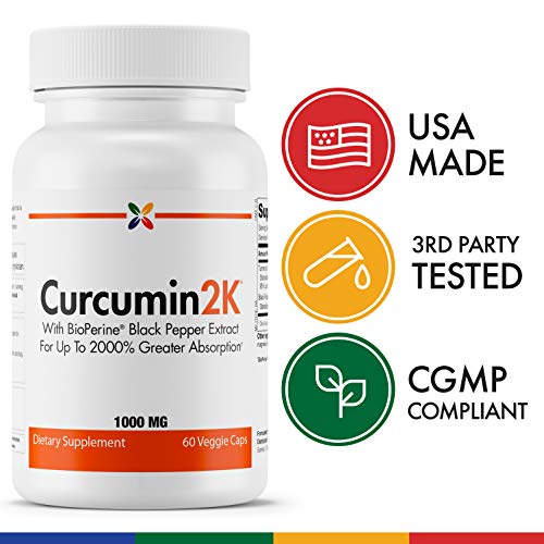 - Curcumin2K Formula with BioPerine Black Pepper Extract for Up to 2000% Greater Absorption - 60 Veggie Caps