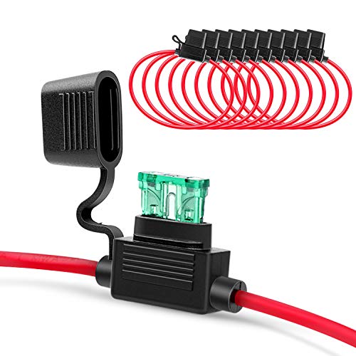 10 Pack NI-FH01 Inline Holder 14AWG Wiring Harness ATC/ATO 30AMP Blade Automotive Fuse Holder-10, 2 Years Warranty