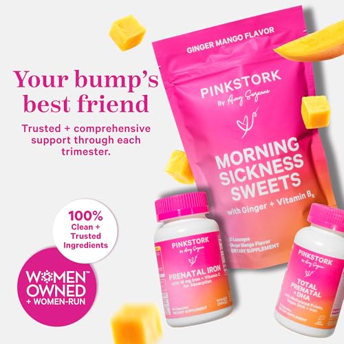 Morning Sickness Sweets, Organic Mango Ginger Candy with Vitamin B6 for Morning Sickness, Motion Sickness, Prenatal Heartburn - Pregnancy Must Haves - 30 Wrapped Drops