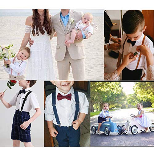 Hanerdun Kids Suspender Bowtie Sets Adjustable Suspender With Bow Ties Gift Idea For Boys And Girls, Dark Green, One Size