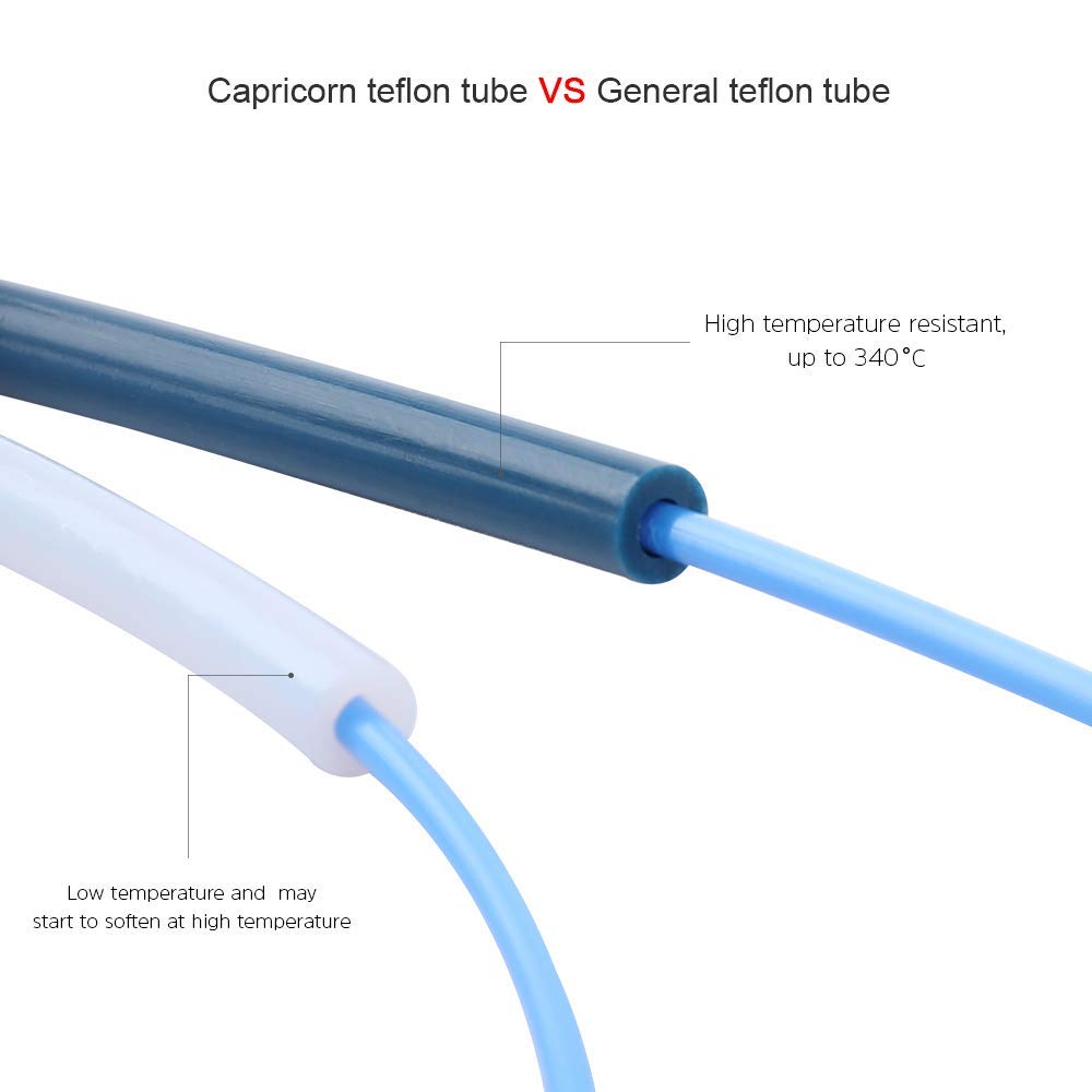 Creality Capricorn Bowden PTFE Tubing 1M XS Series 1.75MM Filament with Pneumatic Fittings &2 Blue Collet Clips &Nozzles&Tube Cutter for Ender 3 V2/ Ender 3/ Ender 3 Pro/Ender 5/ CR-10/10S 3D Printer