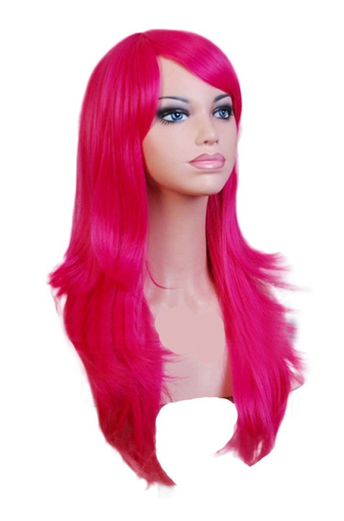 Wigs 28 Long Wavy Hair Heat Resistant Cosplay Wig for Women (Rose)