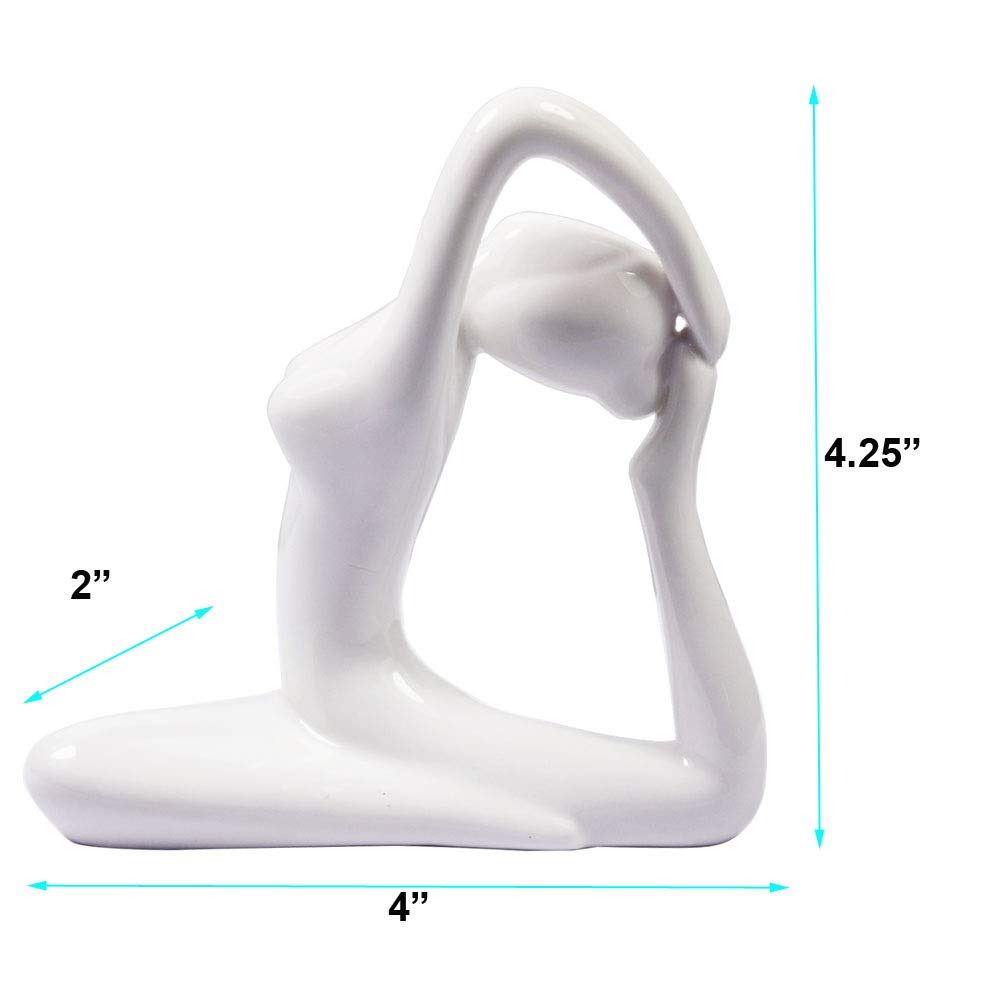 Decorative Porcelain Ceramic Yoga Statue Figurine Sculpture, Zen Buddhist Meditation Room Namaste Yoga Figurine Decor for Monthers Day Birthday Wedding Christmas Home Gift (E 4.25 Tall)