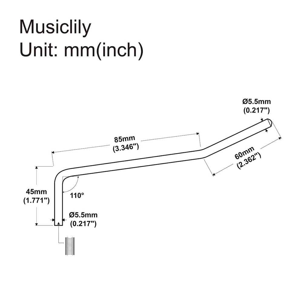 Wilkinson 5.5mm Inner Thread Tremolo Arm Whammy Bar for Korea Wilkinson WVS50IIK/WVS50K/WODL1 Tremolo Bridge, Gold