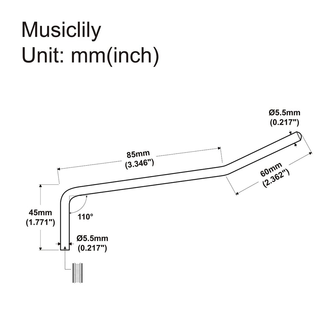 Wilkinson 5.5mm Inner Thread Tremolo Arm Whammy Bar for Korea Wilkinson WVS50IIK/WVS50K/WODL1 Tremolo Bridge, Gold