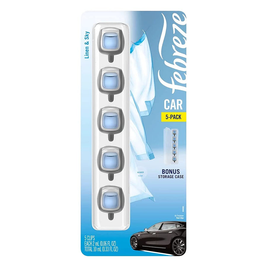 Car Air Freshener, Set of 5 Clips, Linen & Sky - up to 150 Days