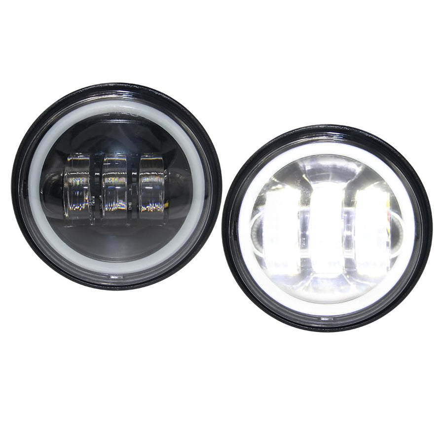 Fog Light for Harley Driving Lights 2pcs 4.5 Inch 60W Led Fog Light Bulbs with White Halo Ring Angel Eyes DRL Led Fog Lamp Bulb Offroad Lamp for Motorcycle (4B Harley Fog Lights)