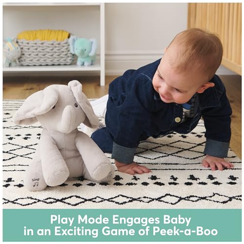 Ba Animated Flappy the Elephant Plush, Singing Stuffed Animal Baby Toy for Ages 0 and Up, Gray, 12